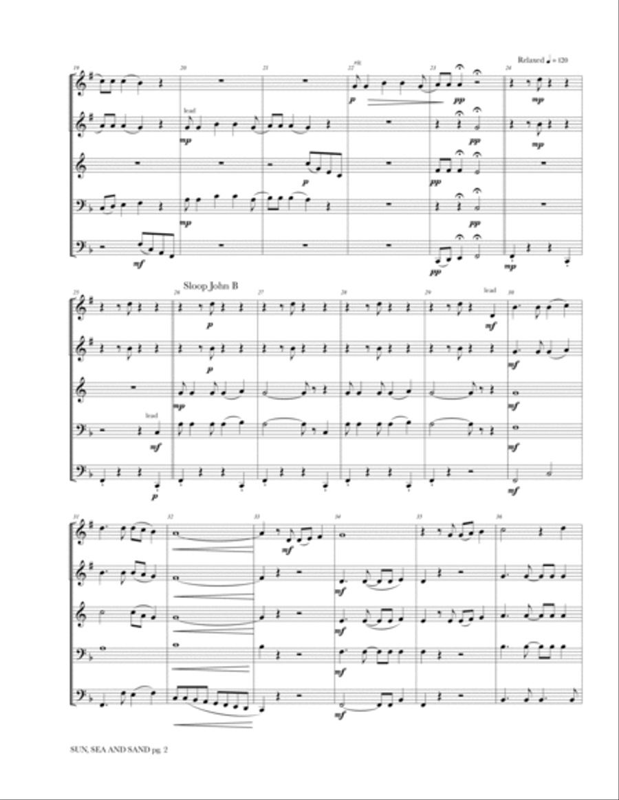 Sun, Sea and Sand The Folk Songs of the Caribbean Brass Ensemble scores gallery preview page 3