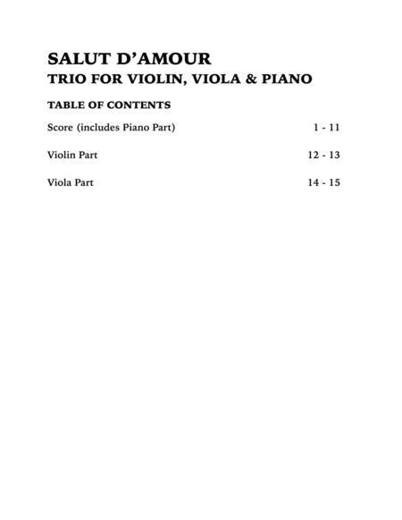 Salut d'Amour (Love's Greeting): Trio for Violin, Viola and Piano image number null