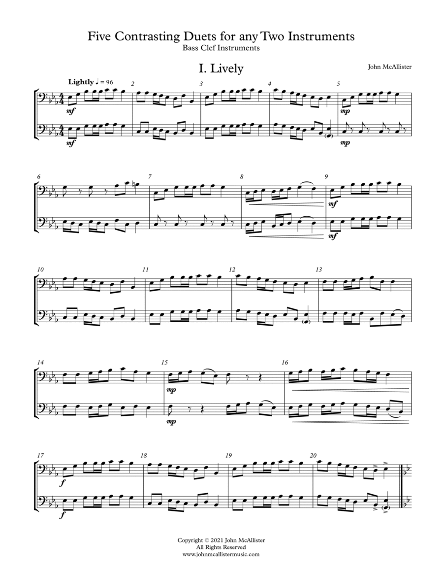 5 Duets For Any Two Band Instruments - Volume 2 - Bass Clef Bassoon scores gallery preview page 1
