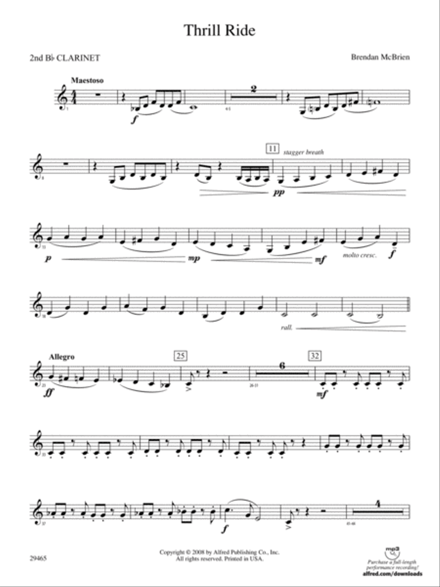 Thrill Ride: 2nd B-flat Clarinet Concert Band scores gallery preview page 1