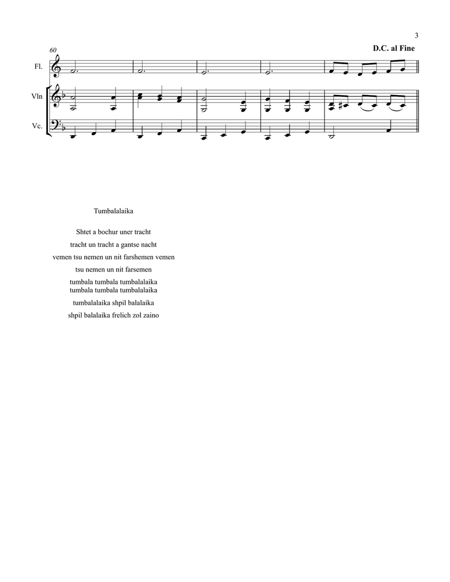 Tumbalalaika - Flute Trio Arrangement Small Ensemble scores gallery preview page 3