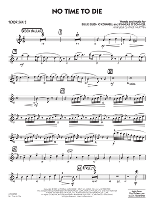 Book cover for No Time to Die (from No Time To Die) (arr. Paul Murtha) - Tenor Sax 2