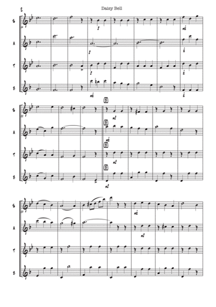 Daisy Bell (Bicycle Built for Two) by Harry Dacre, for saxophone quartett, SATB image number null