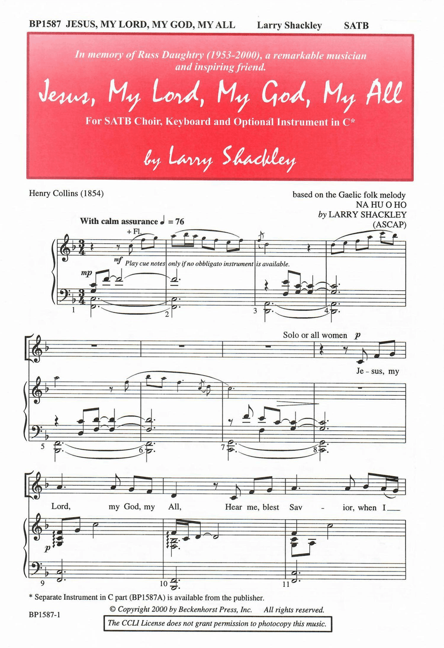 Jesus, My Lord, My God, My All 4-Part scores gallery preview page 1