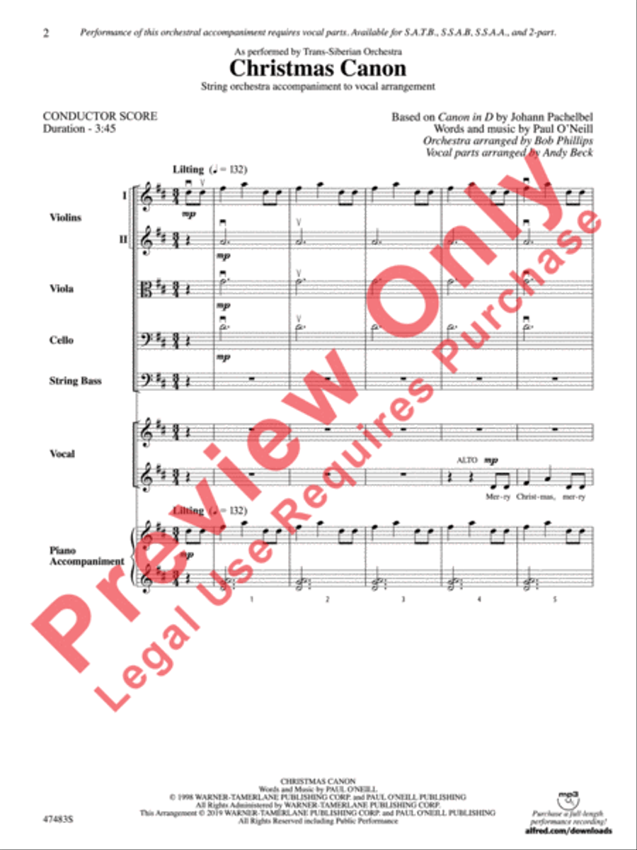 Christmas Canon String Orchestra scores gallery preview page 3