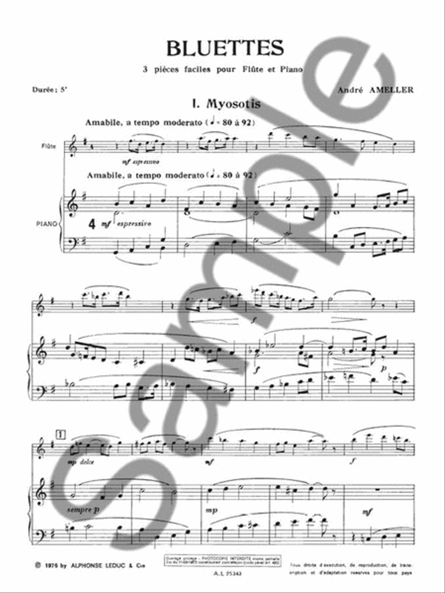 3 Bluettes Op.217 (flute & Piano) Flute Solo scores gallery preview page 2