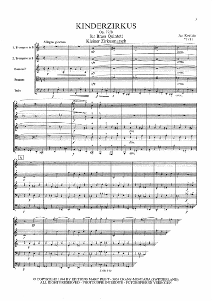 Kinderzirkus Brass Quintet scores gallery preview page 3