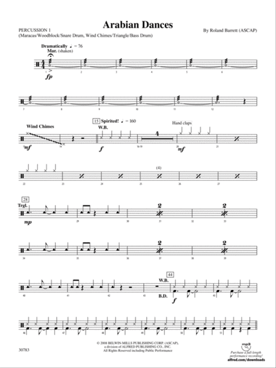 Arabian Dances: 1st Percussion Concert Band scores gallery preview page 1