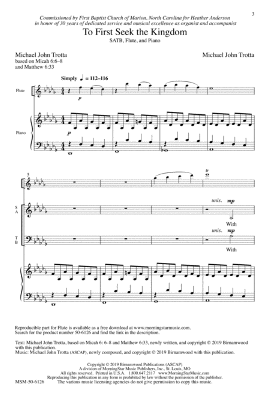 To First Seek the Kingdom 4-Part scores gallery preview page 1
