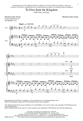 To First Seek the Kingdom (Choral Score)