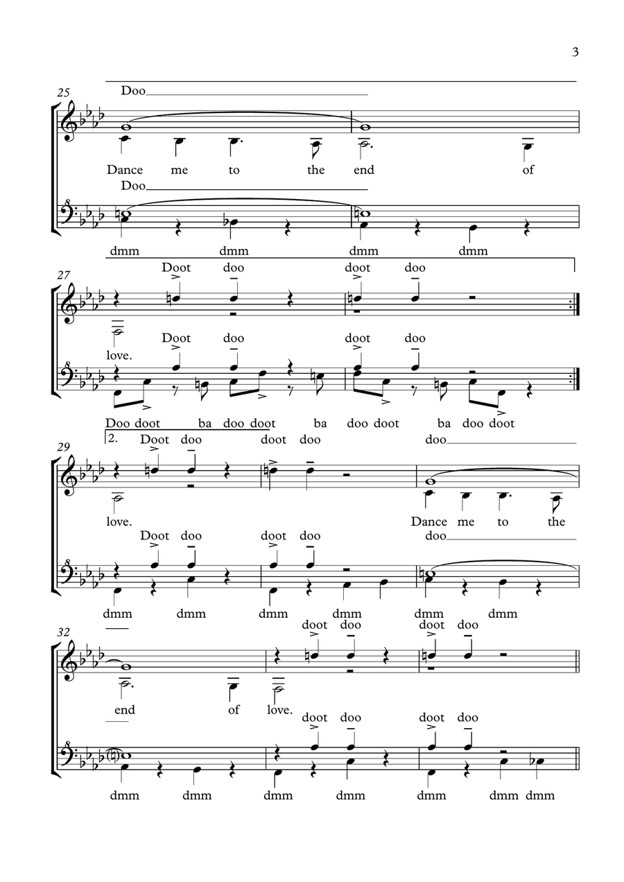 Dance Me To The End Of Love SSAA scores gallery preview page 3