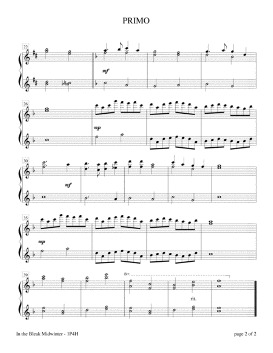 In the Bleak Midwinter (1 Piano, 4 Hands Duet) 1 Piano, 4-Hands scores gallery preview page 3