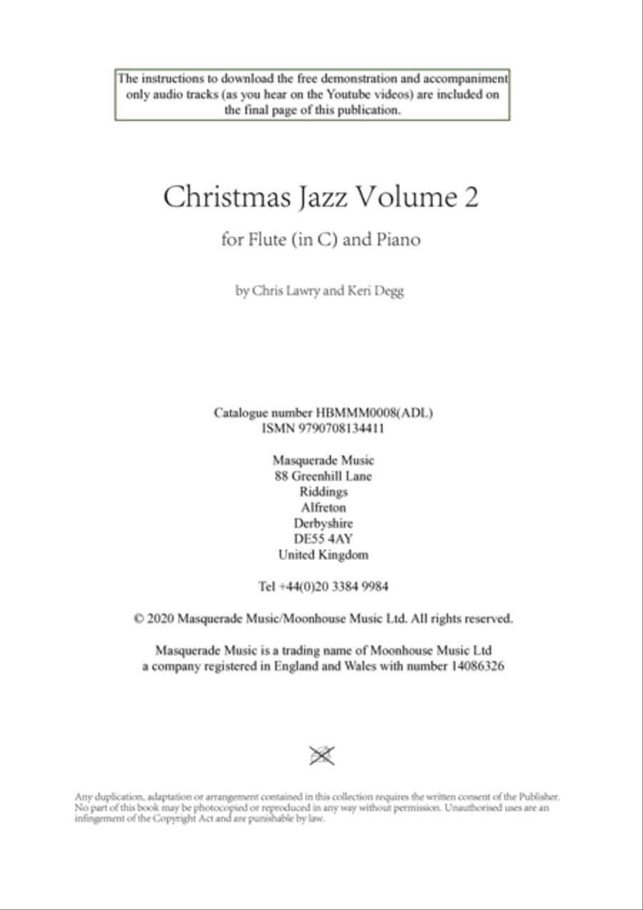 Christmas Jazz Volume 2 for Flute; Five Christmas/Holiday pieces in Jazz Styles. Flute Solo scores gallery preview page 2