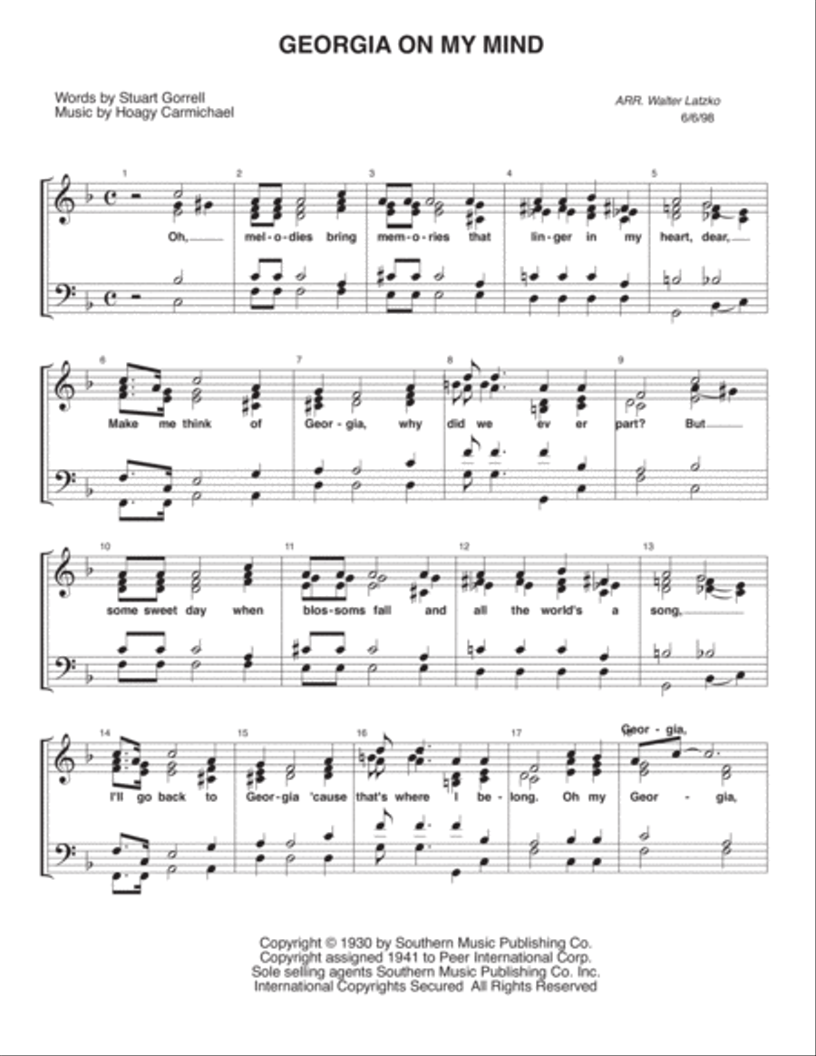 Georgia On My Mind TTBB scores gallery preview page 1