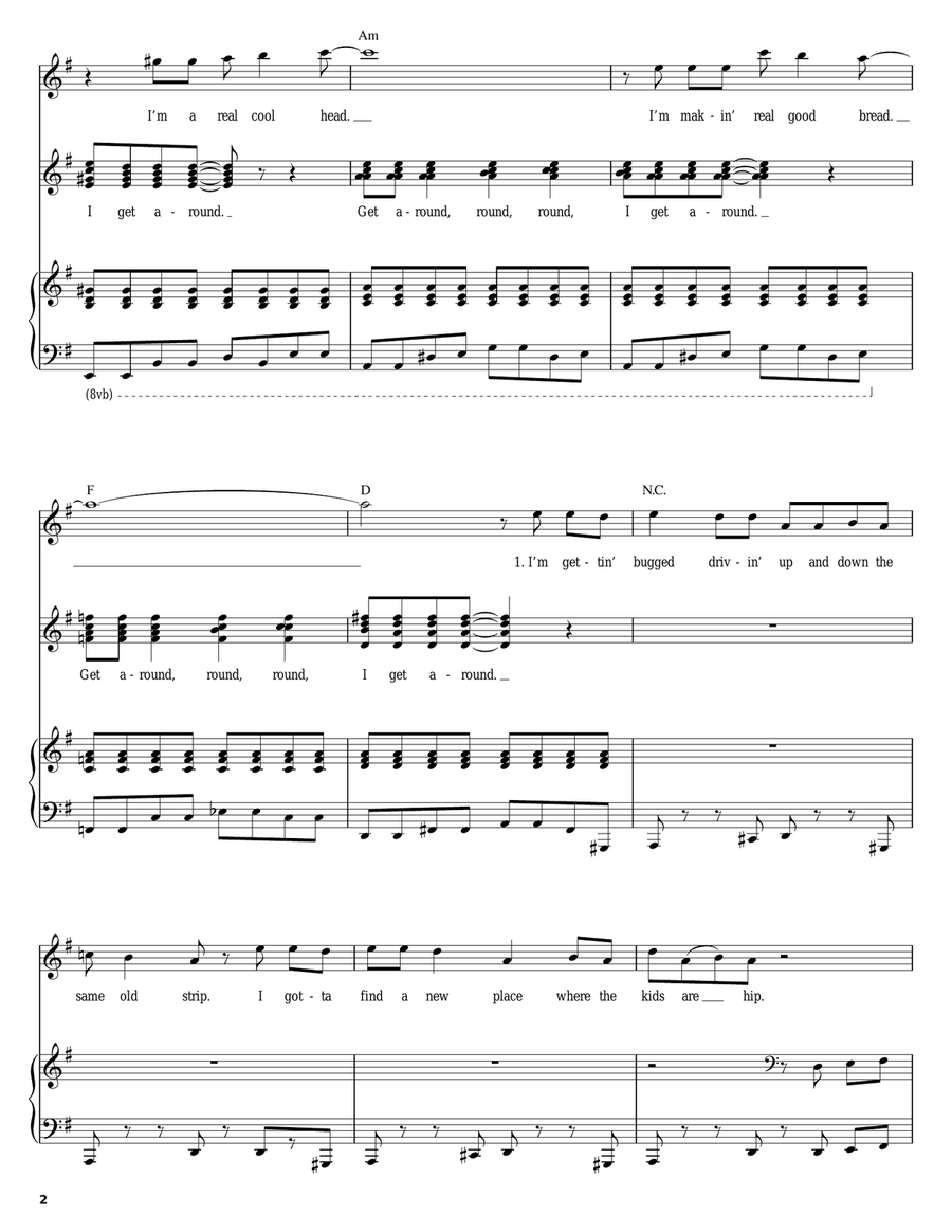 I Get Around Piano, Vocal scores gallery preview page 2
