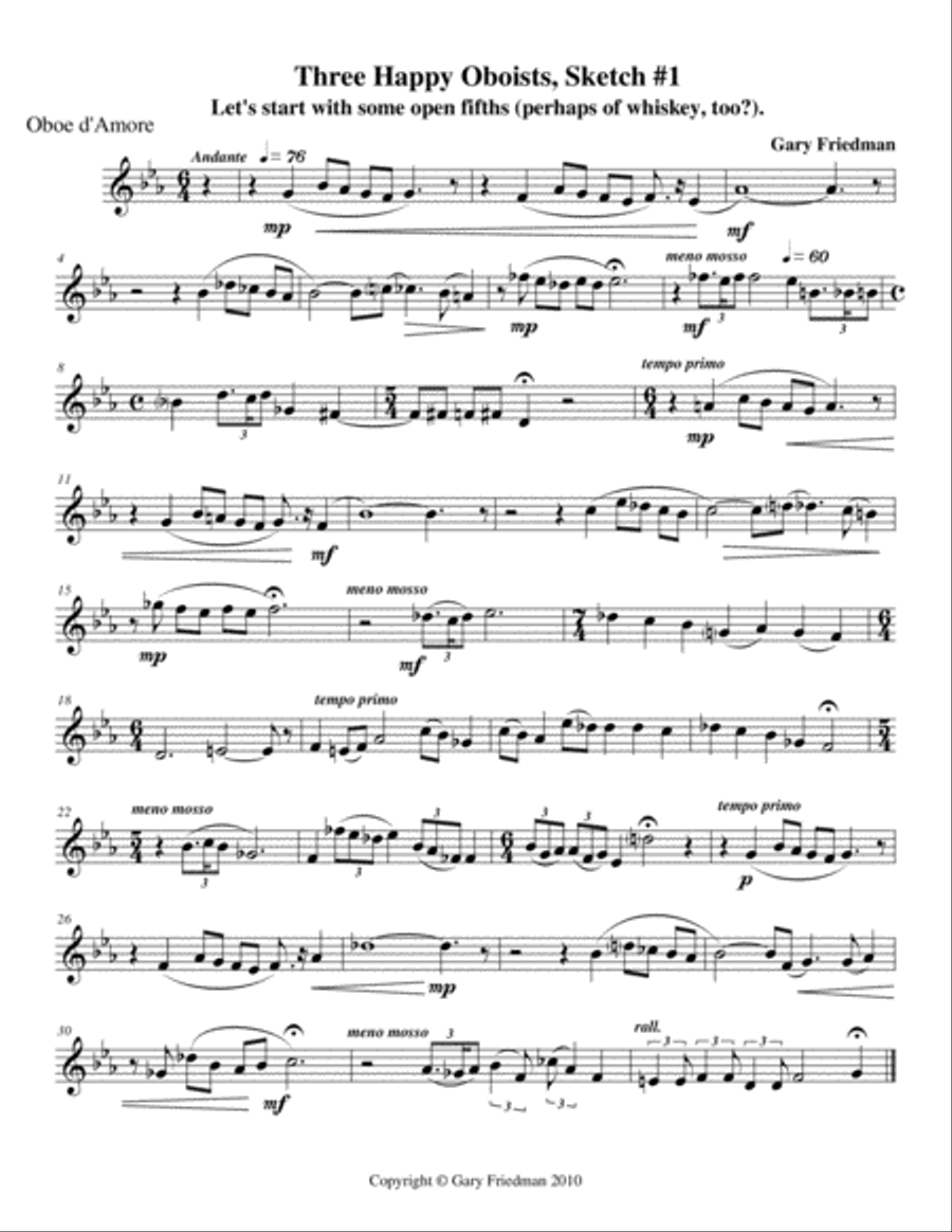 Three Happy Oboists: Eleven Sketches for Oboe, Oboe D'amore, and English Horn or Two Oboes and Engli Small Ensemble scores gallery preview page 5