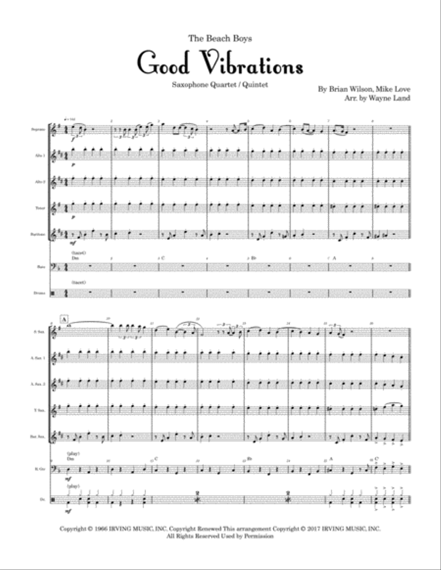 Good Vibrations Saxophone Quartet scores gallery preview page 2