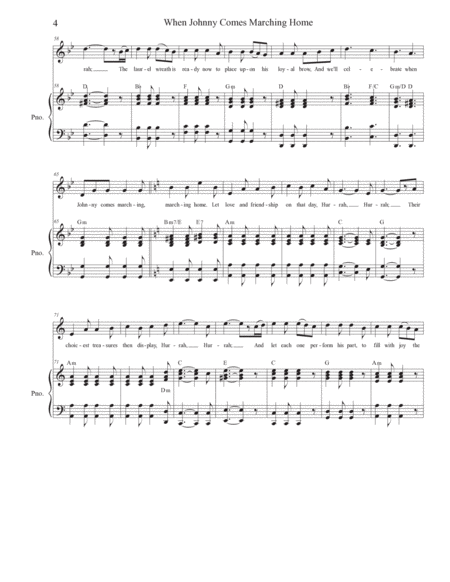 When Johnny Comes Marching Home (Unison choir) image number null