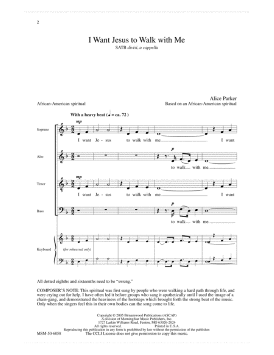 I Want Jesus to Walk With Me Divisi scores gallery preview page 2