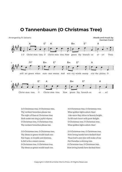 O Tannenbaum (O Christmas Tree) - Key of A Major image number null
