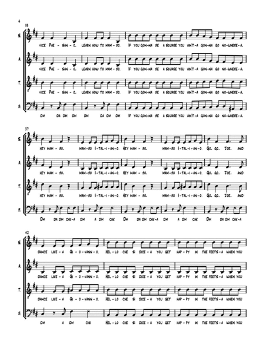 Mambo Italiano 4-Part scores gallery preview page 4