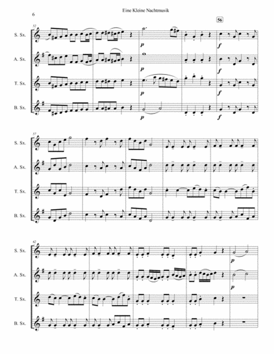 Eine Kleine Nachtmusik for Saxophone Quartet (SATB or AATB) image number null