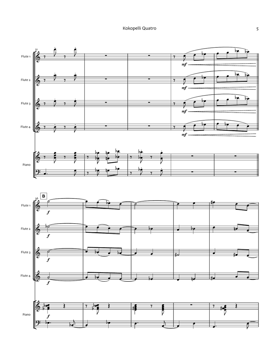 Kokopelli Quatro Flute Quartet scores gallery preview page 5