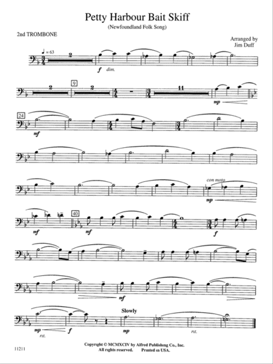 Petty Harbour Bait Skiff: 2nd Trombone Concert Band scores gallery preview page 1