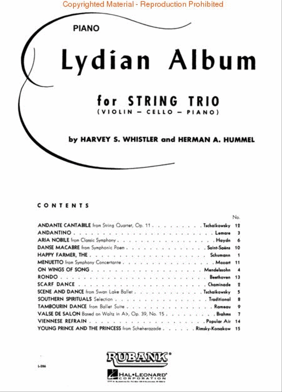 Lydian Album (Complete, String Parts And Piano) Piano Trio scores gallery preview page 2