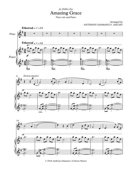 Amazing Grace (flute solo and piano) - Score & parts image number null