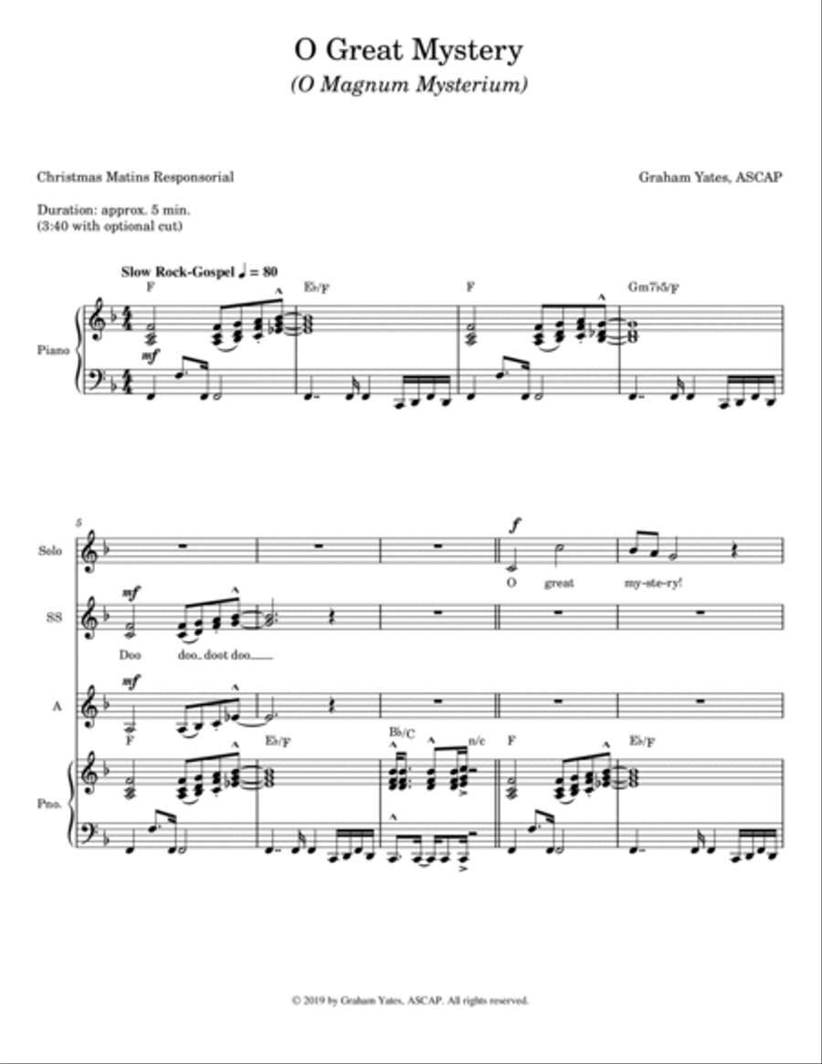O Great Mystery (O Magnum Mysterium) SSA scores gallery preview page 3