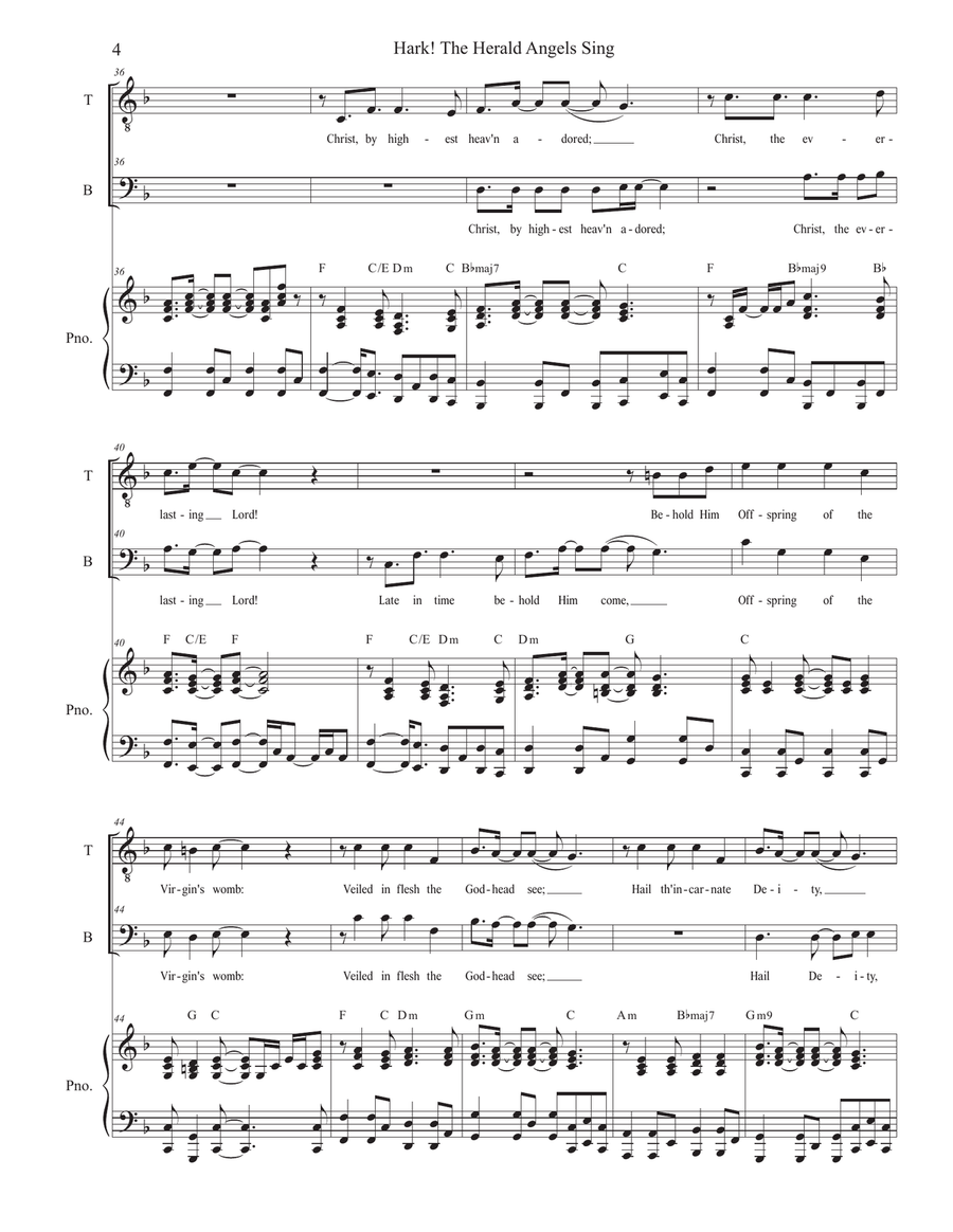 Hark! The Herald Angels Sing (Duet for Tenor and Bass Solo) Tenor Voice scores gallery preview page 4