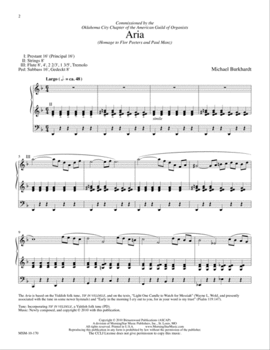 Aria Aria Organ scores gallery preview page 1