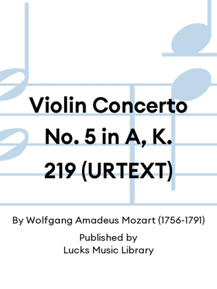 Book cover for Violin Concerto No. 5 in A, K. 219 (URTEXT)
