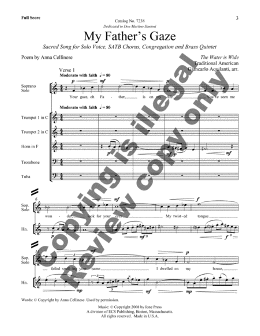 My Father's Gaze (Full Score) Choir scores gallery preview page 3