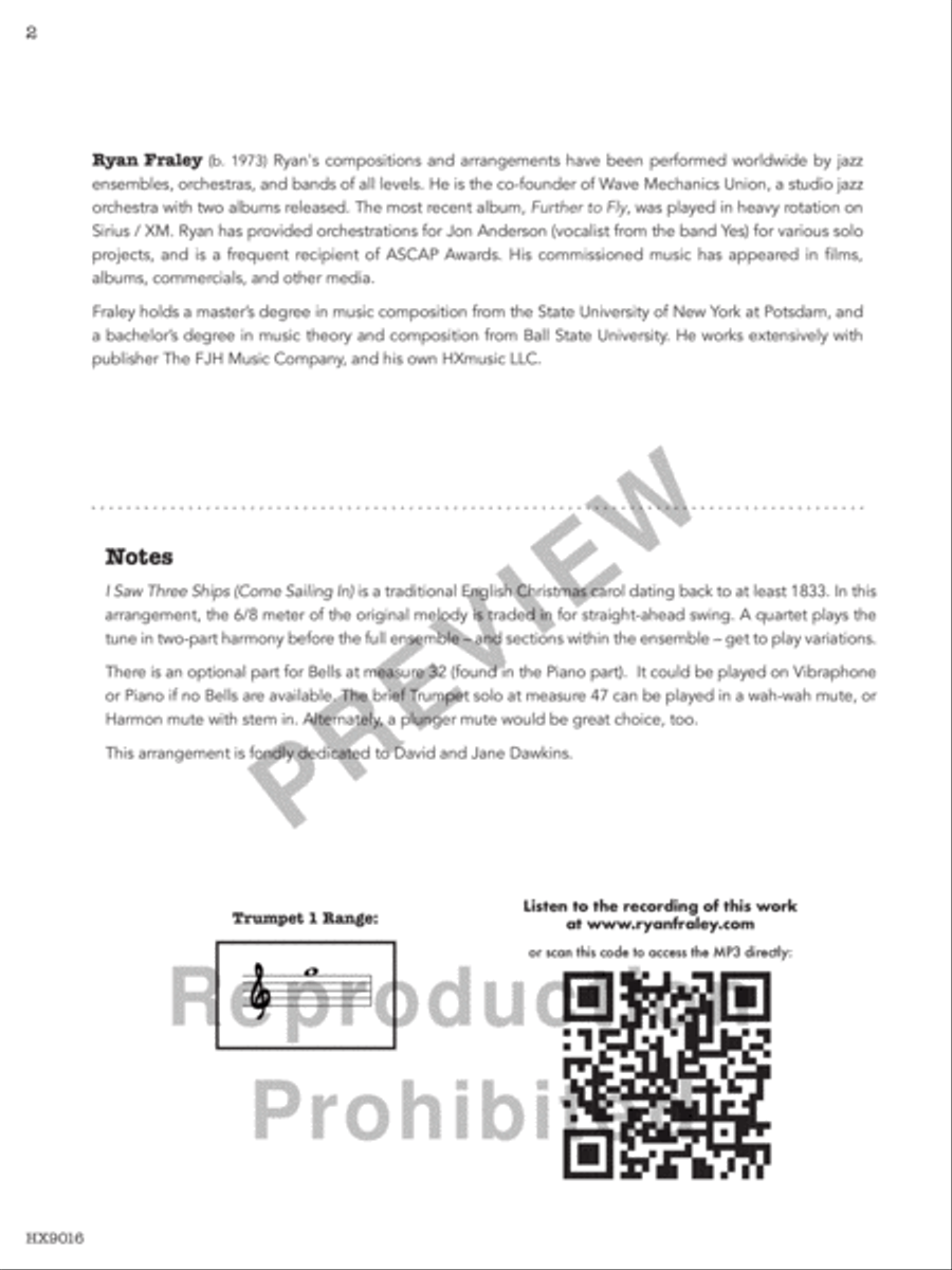 I Saw Three Ships Jazz Ensemble scores gallery preview page 3