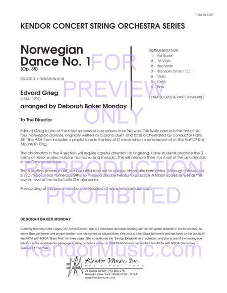 Norwegian Dance No. 1 (Op. 35) (Full Score)