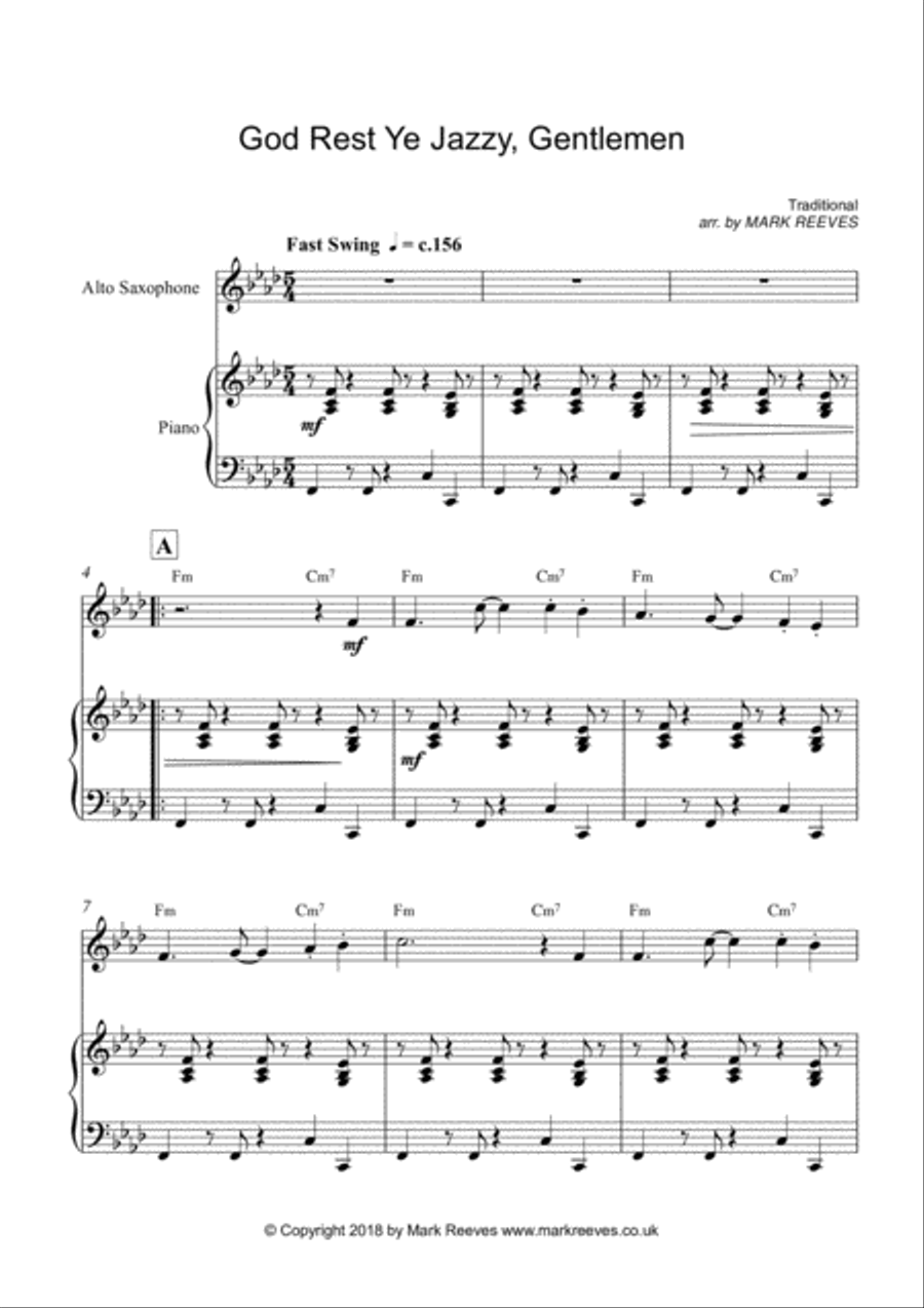 God Rest Ye Jazzy, Gentlemen - alto sax and piano Alto Saxophone scores gallery preview page 2