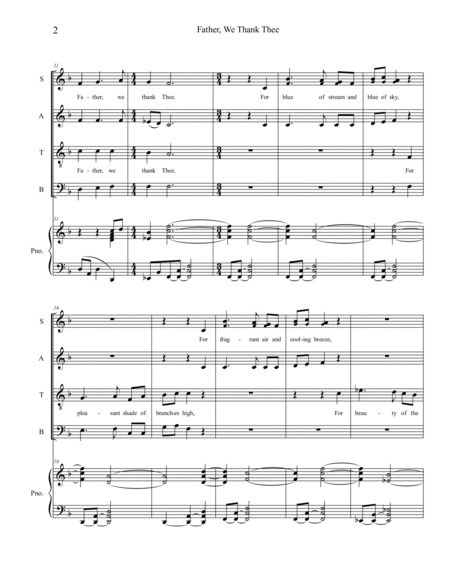 Father, We Thank Thee : SATB and Piano image number null