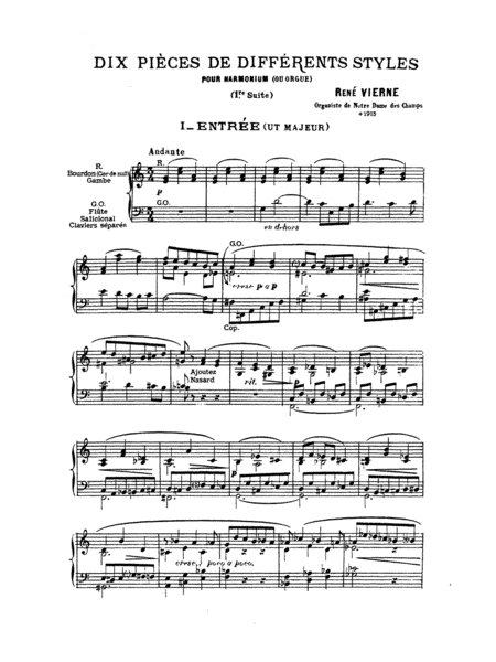 Ten Pieces in Different Styles for Organ (1st Suite)