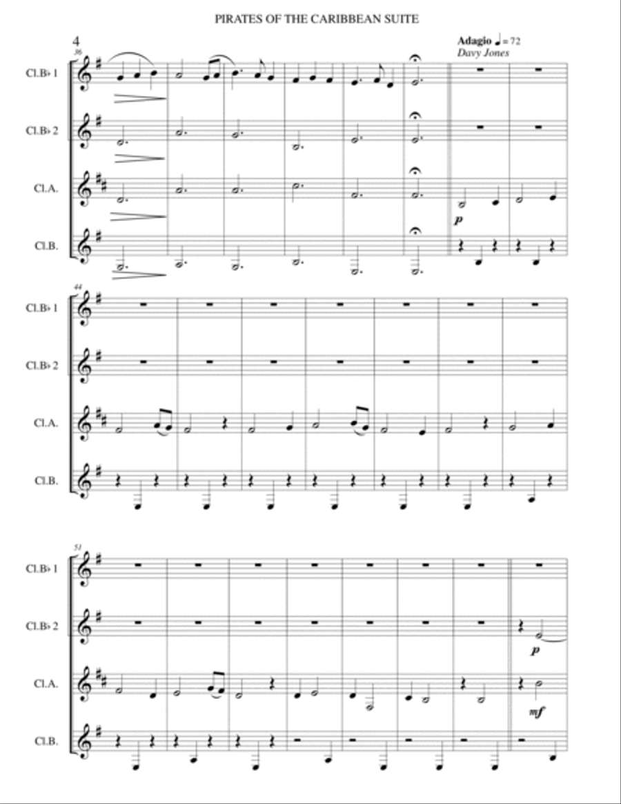 He's A Pirate Woodwind Quartet scores gallery preview page 4