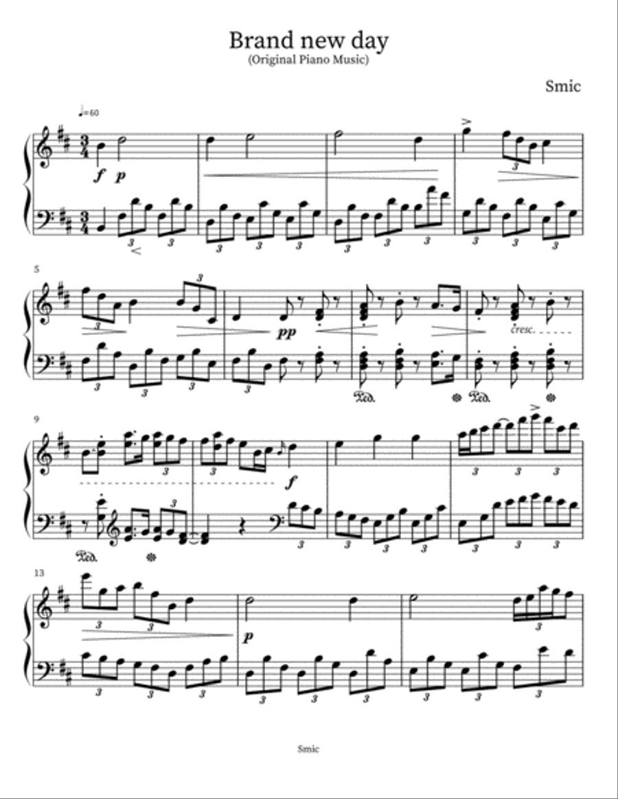 Brand new day Piano Solo scores gallery preview page 1