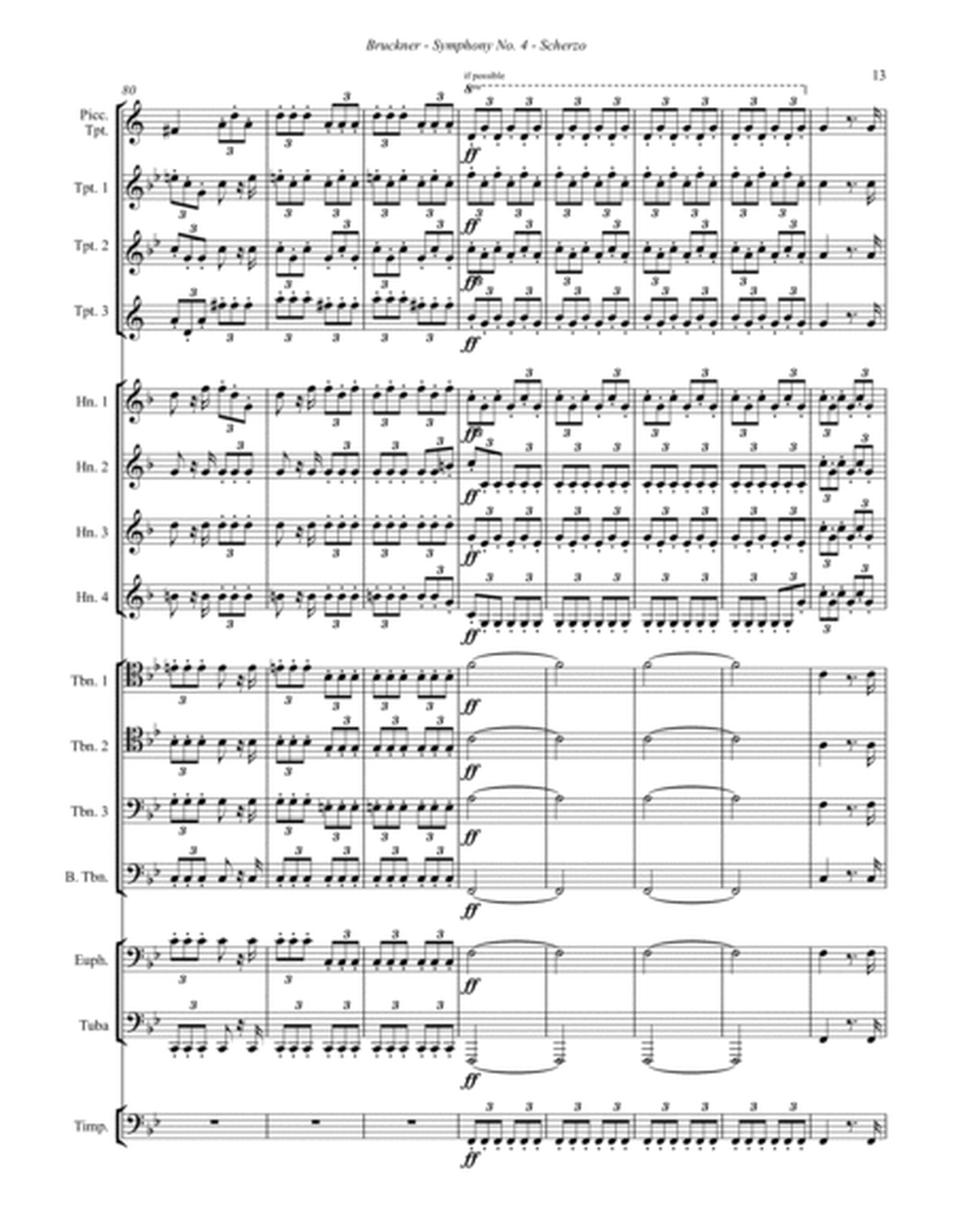 Scherzo from Symphony No. 4 for 15-part Brass ensemble & Timpani
