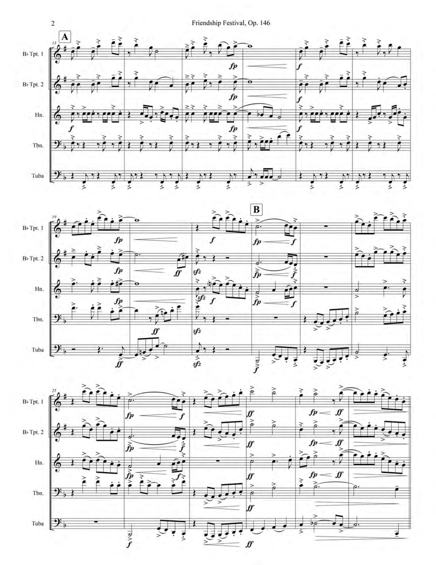 Friendship Festival, Op. 146 Brass Quintet scores gallery preview page 6