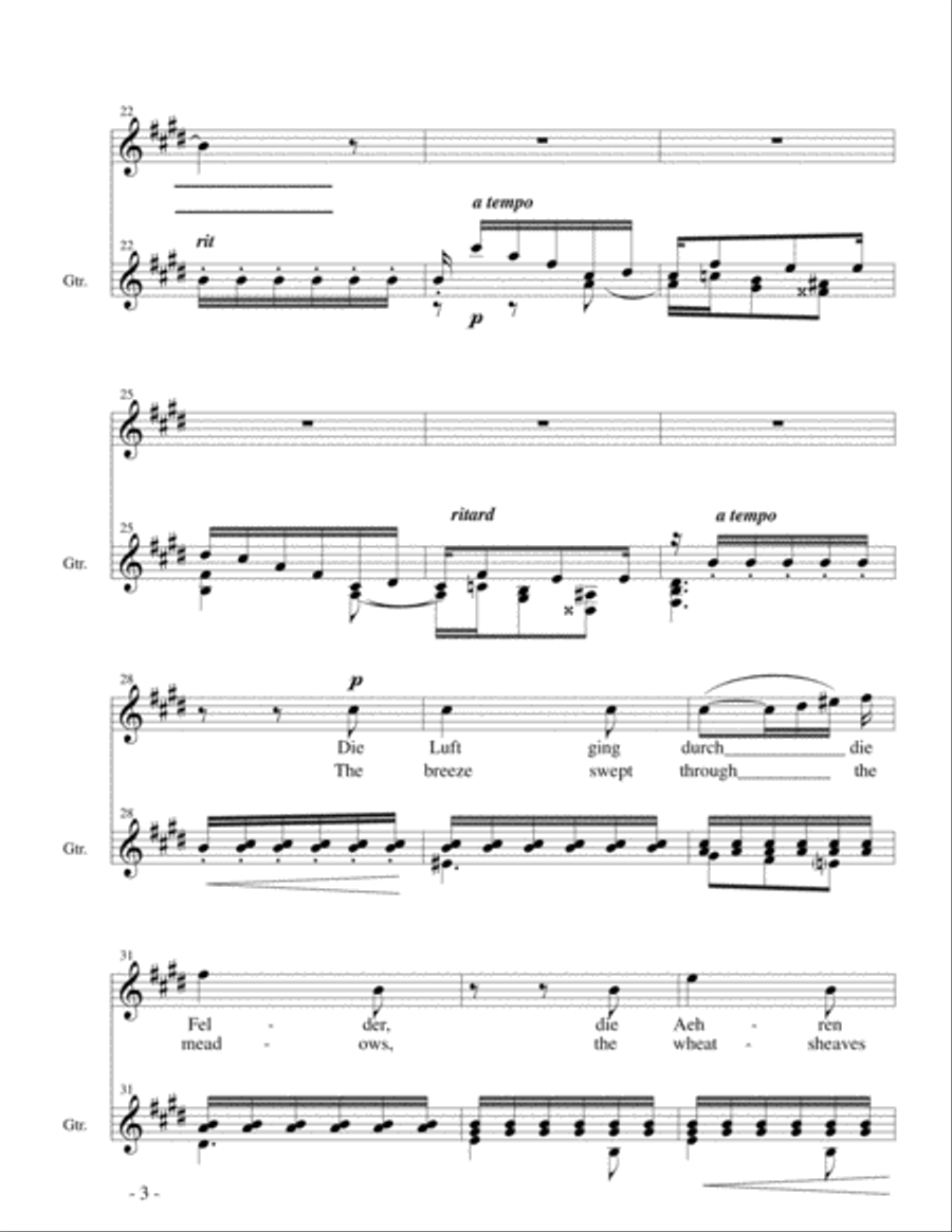 Mondnacht (Robert Schumann) for soprano (or mezzo-soprano, tenor, baritone) and classical guitar Small Ensemble scores gallery preview page 4