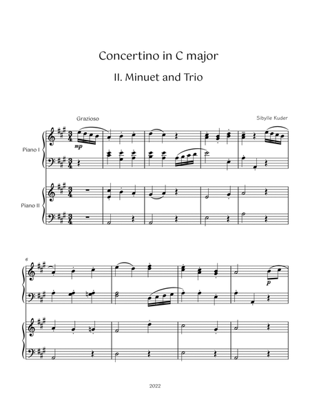 Concertino in C major II. Minuet and Trio for Early Intermediate Piano image number null