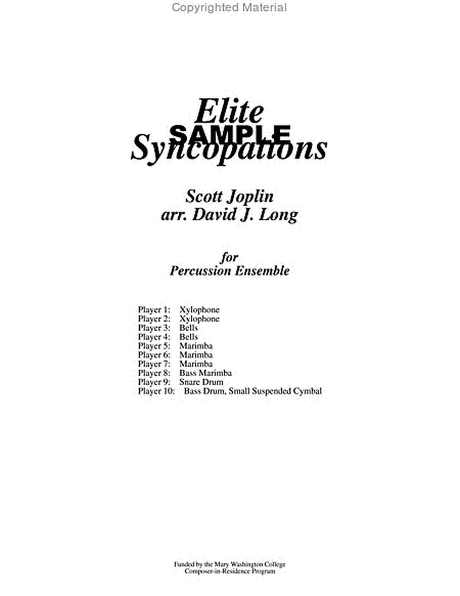 Elite Syncopations (percussion ensemble score only)