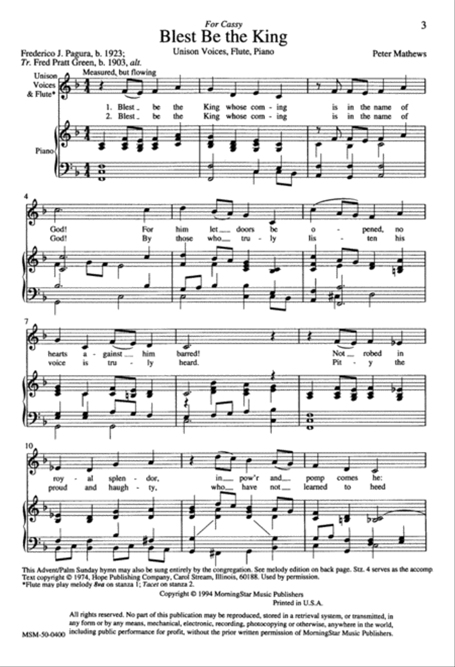 Blest Be the King Blest Be the King Unison Choir scores gallery preview page 1