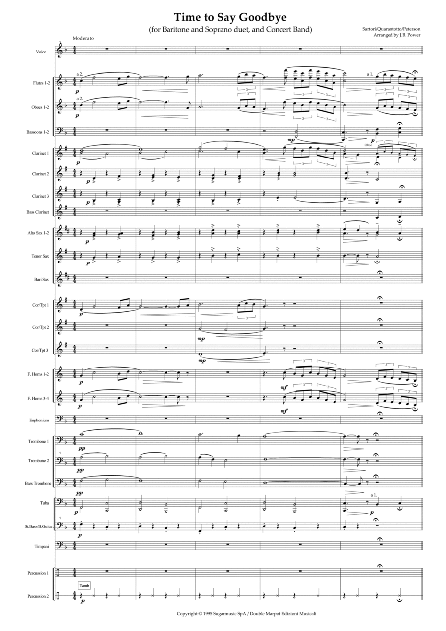 Time To Say Goodbye Concert Band scores gallery preview page 1