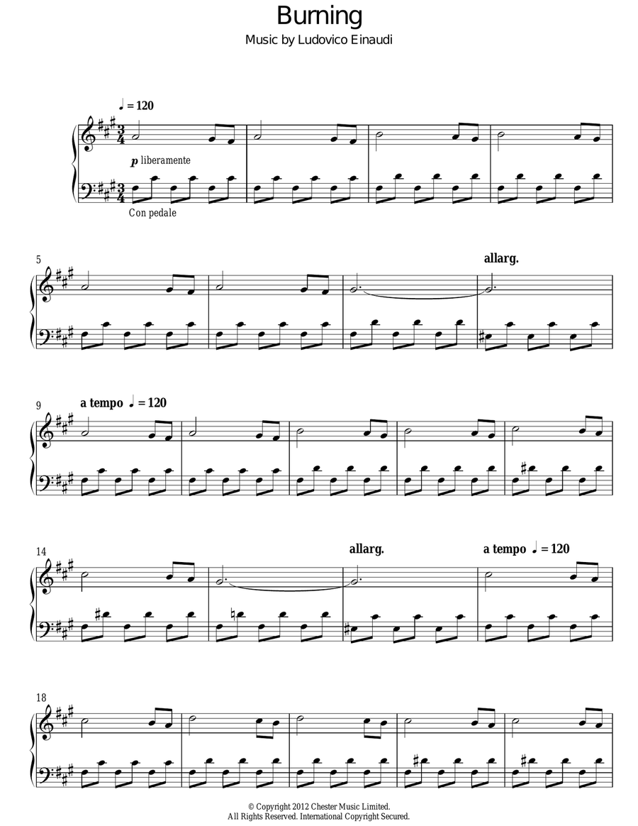 Burning Piano Solo scores gallery preview page 1